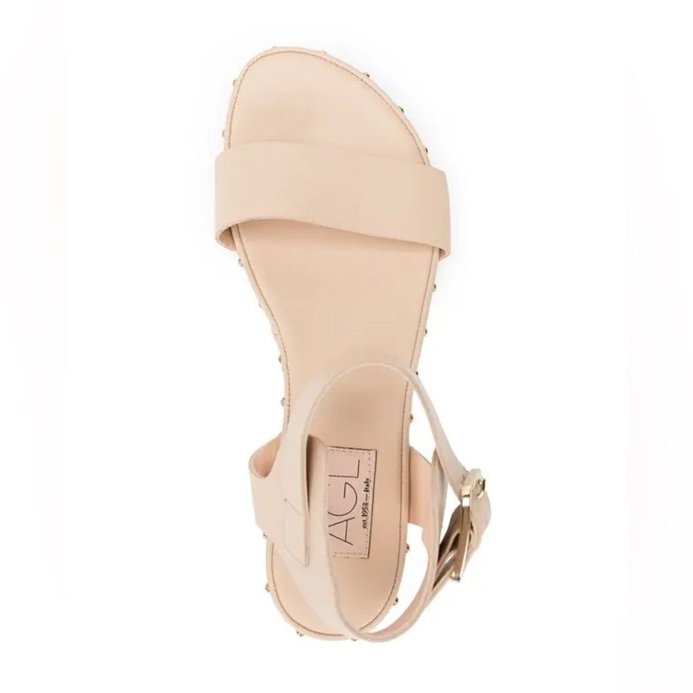 AGL | Golch Studded Sveva Ankle Sandals in Golden Nude | 37.5 US 7.5